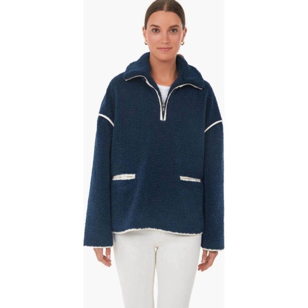 Tuckernuck Navy Rhodes Shearling Quarter Zip